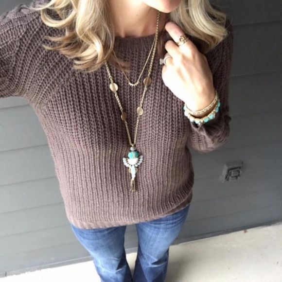 EUC Stella & Dot Totem Tassel Necklace Turquoise Gold - Picture 10 of 13